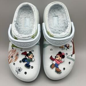 2023 Disney Parks Fleece Lined CROCS Blue Mickey Minnie Winter Holiday M7 W9
